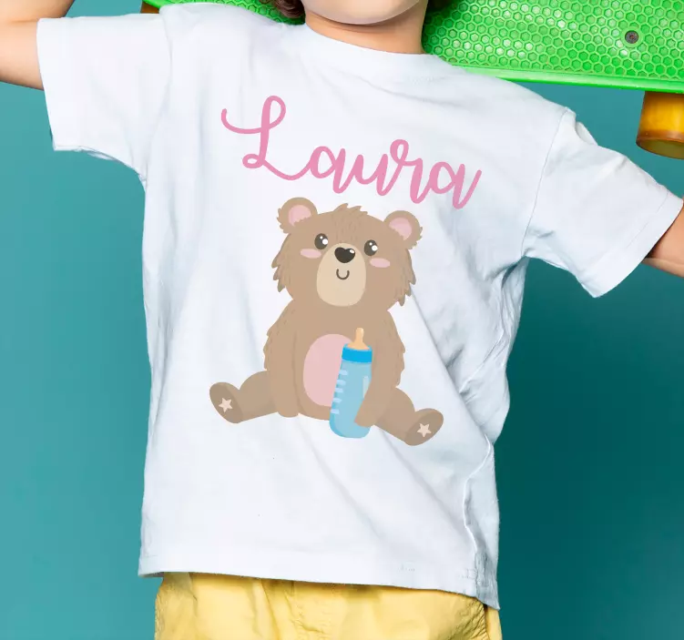 Cute bear for girl with name Baby shirt - TenStickers
