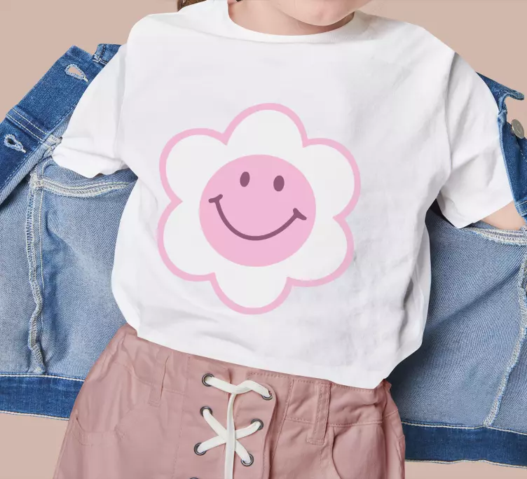 Flower pink and white smiley face Baby shirt - TenStickers