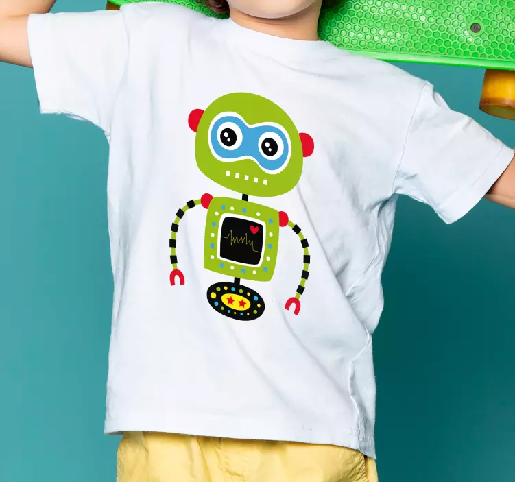 Green robot for Kids t-shirt - TenStickers