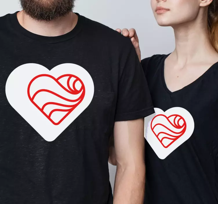 Heart Pattern Embrace couple t-shirt - TenStickers