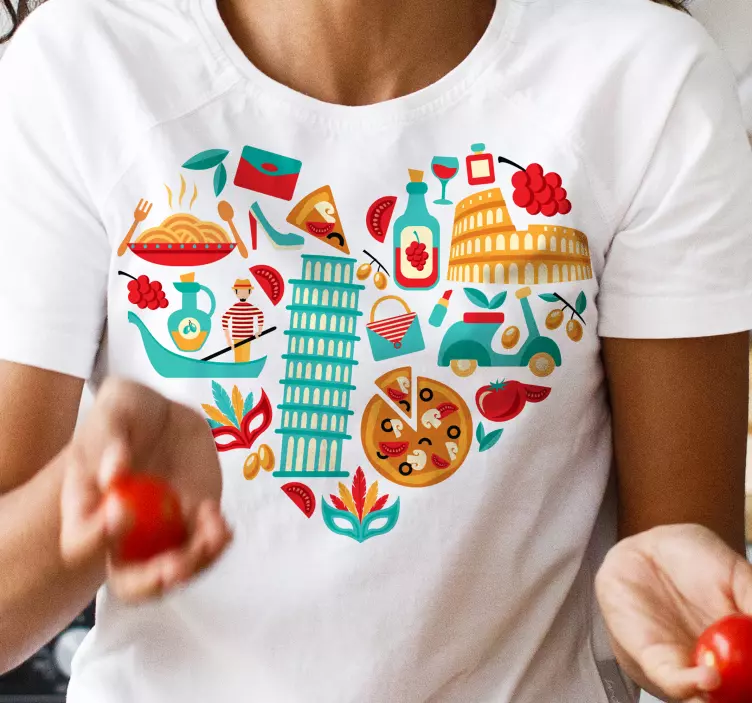 Heart shape italy  custom t-shirt - TenStickers