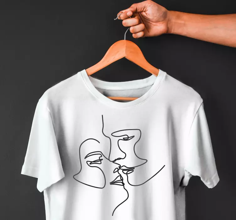 Kissing Faces Line Art custom t-shirt - TenStickers