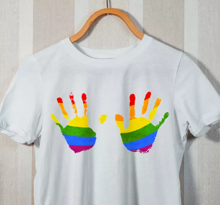 Pride day concept hands flag custom t-shirt - TenStickers