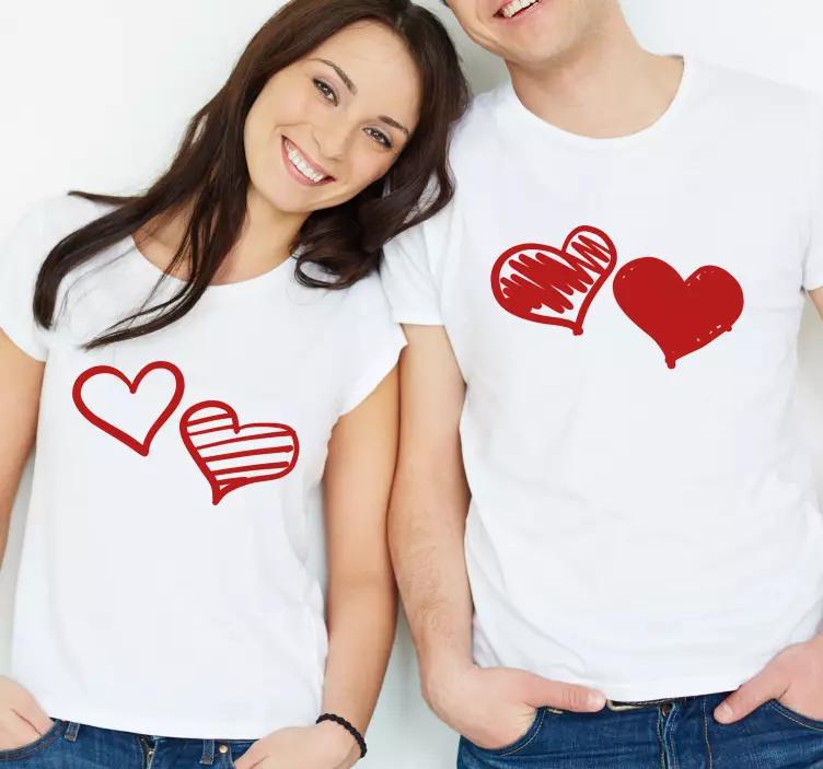 Red heart of hearts Couple t shirts - TenStickers