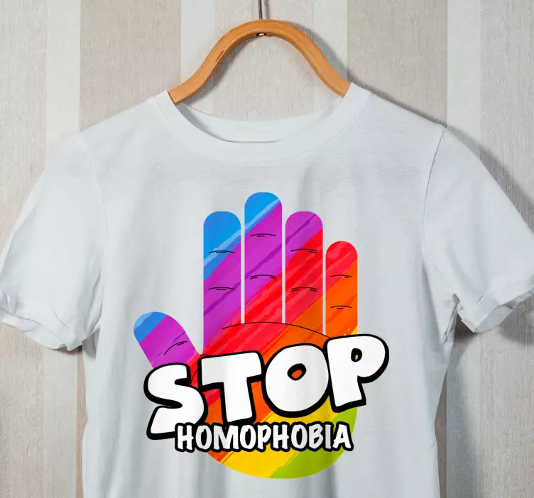 Stop homophobia message t-shirt - TenStickers