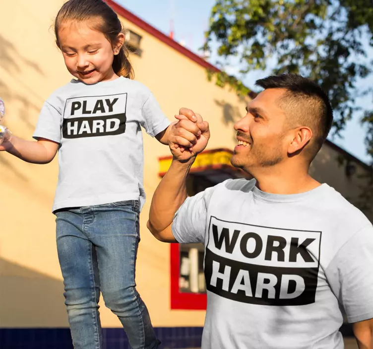 Work hard play hard father and kid - TenStickers