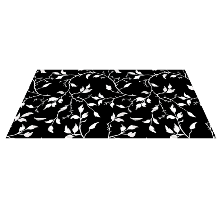 Black vinyl rug with contemporary floral design - TenStickers