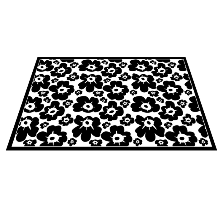 Flower vinyl rug black poppy - TenStickers