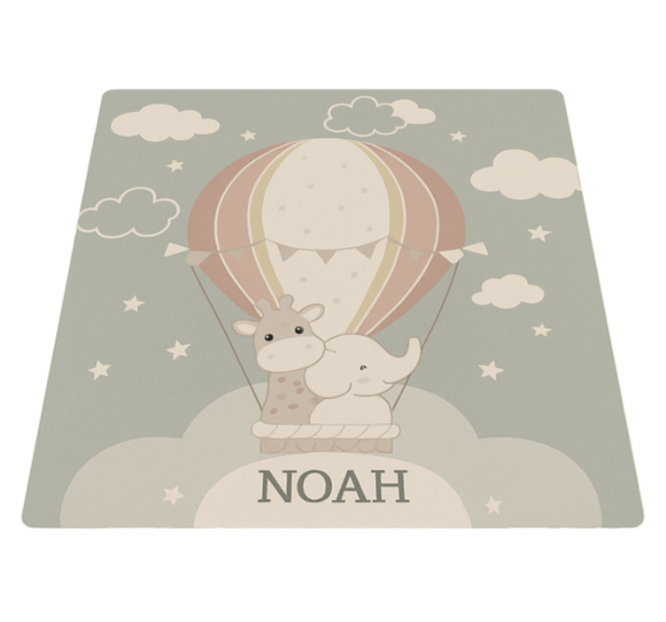 Vinyl rug with pastel air balloon and name - TenStickers