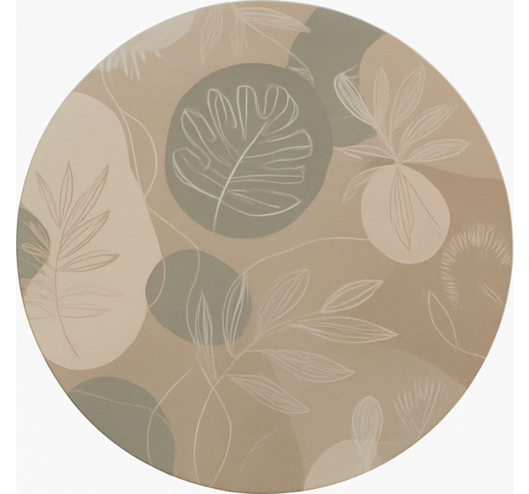 Neutral Botanical Abstract dining room vinyl rug - TenStickers