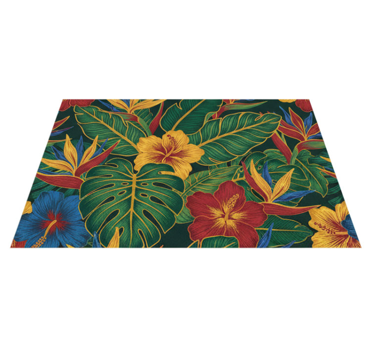 Living room vinyl rug with exotic plant design - TenStickers