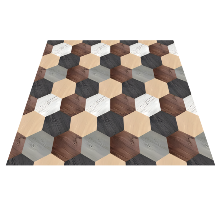 Kitchen vinyl rug mixed wood hexagons - TenStickers