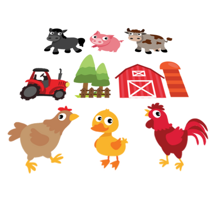 Colorful farm animal vinyl rug - TenStickers