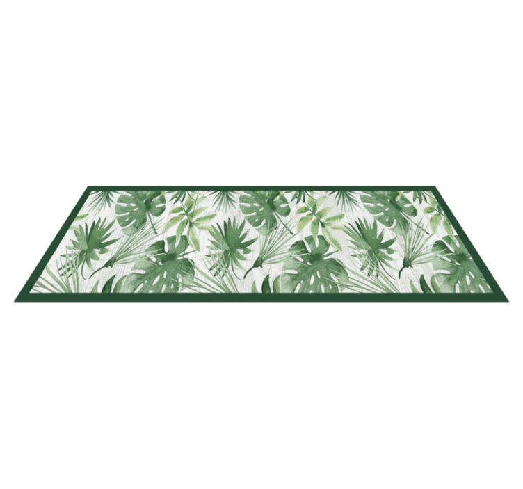 Kitchen vinyl rug watercolor tropical leaves - TenStickers