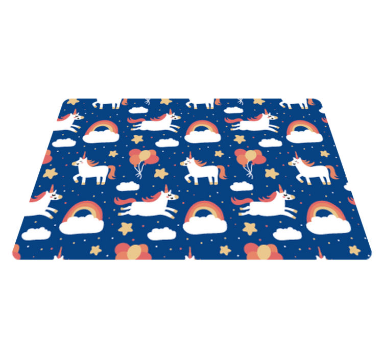 Animal vinyl rug with white unicorns for kids - TenStickers