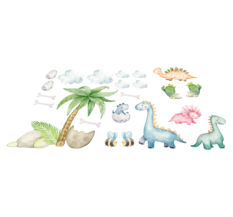 Cute watercolor dinosaurs animal vinyl rug - TenStickers