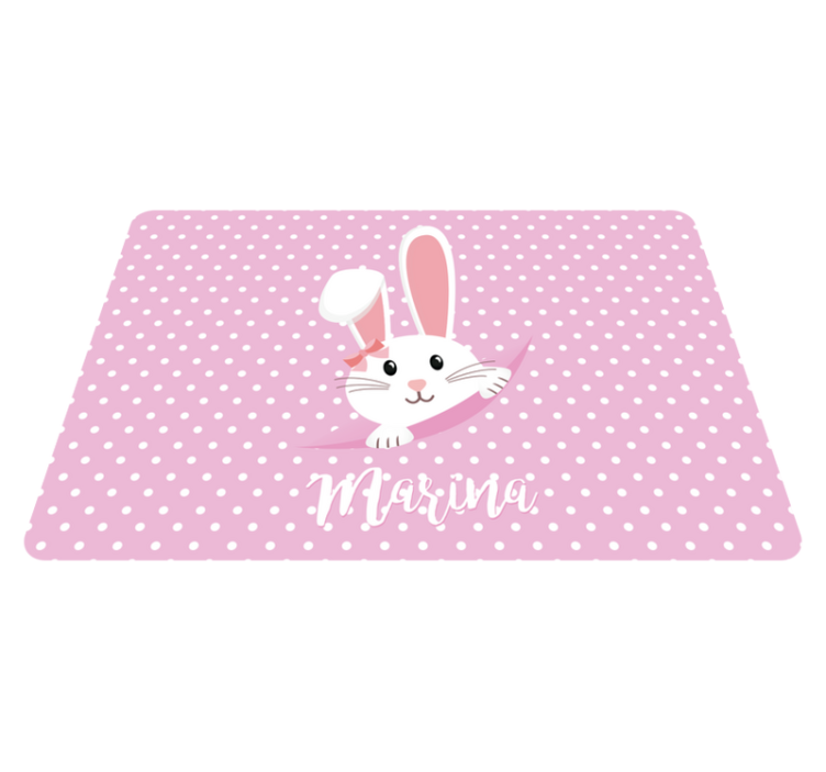 Cute bunny rug for girls with name animal vinyl rug - TenStickers