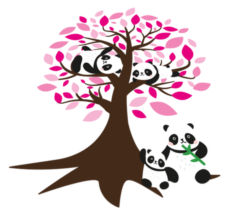 Animal vinyl rug featuring pandas in a tree - TenStickers