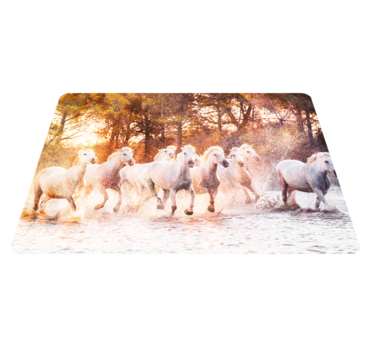 Animal vinyl rug wild horses at sunset - TenStickers