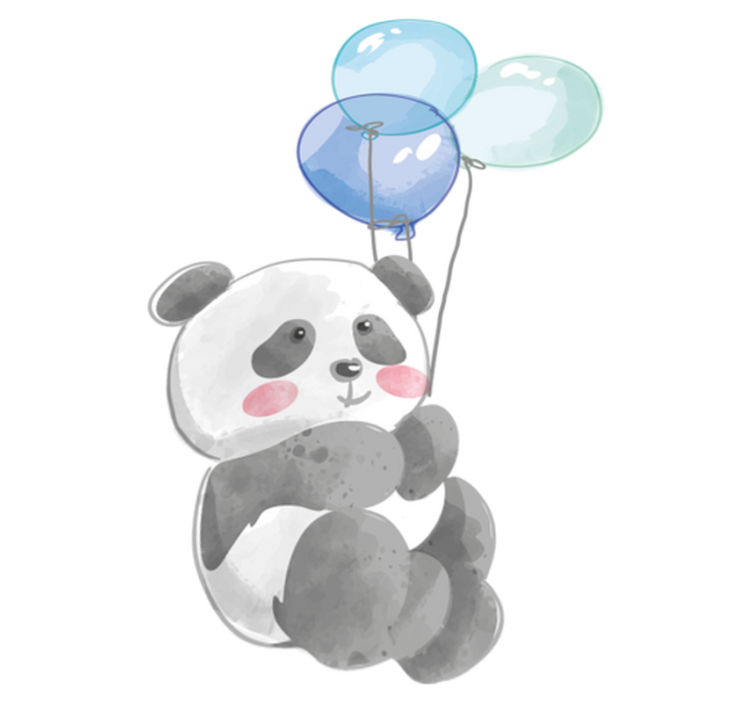 Animal vinyl rug of a baby holding three balloons - TenStickers