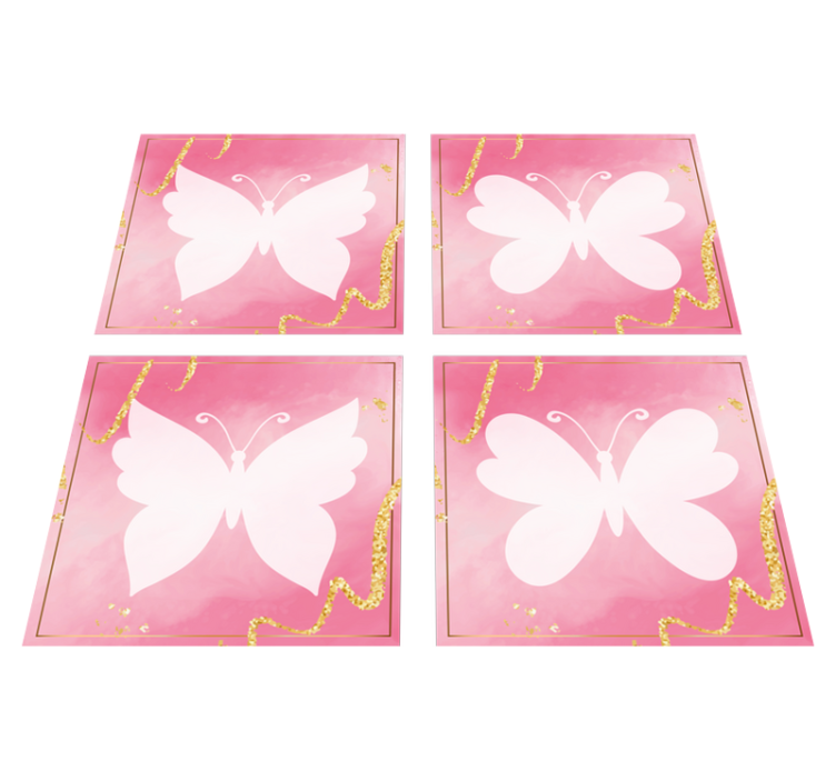 Animal vinyl rug in pink butterfly design - TenStickers