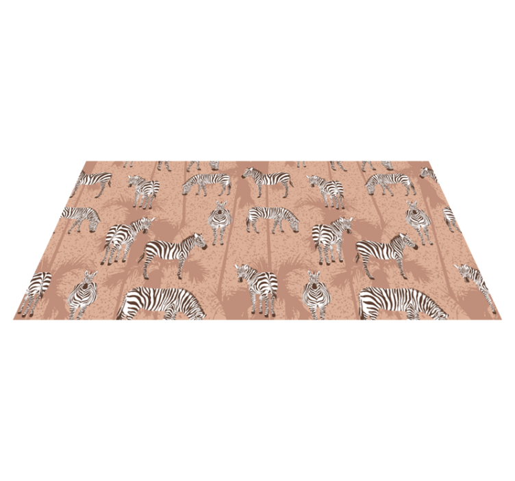 Animal vinyl rug zebra and palms brown - TenStickers
