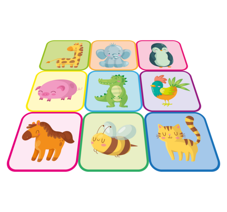 Colorful tiles animal vinyl rug - TenStickers