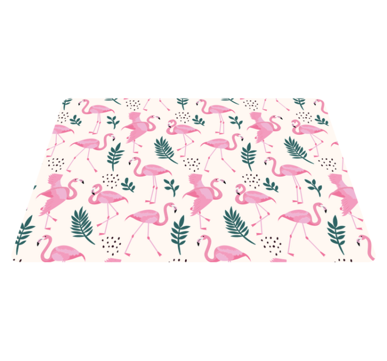 Animal vinyl rug with flamingo and leaf pattern - TenStickers