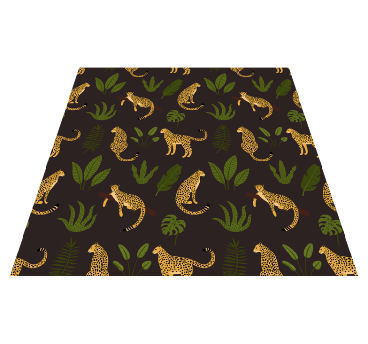 Dark botanical and wild leopard pattern animal vinyl rug - TenStickers