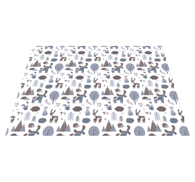 Animal vinyl rug in nordic grey animals design - TenStickers