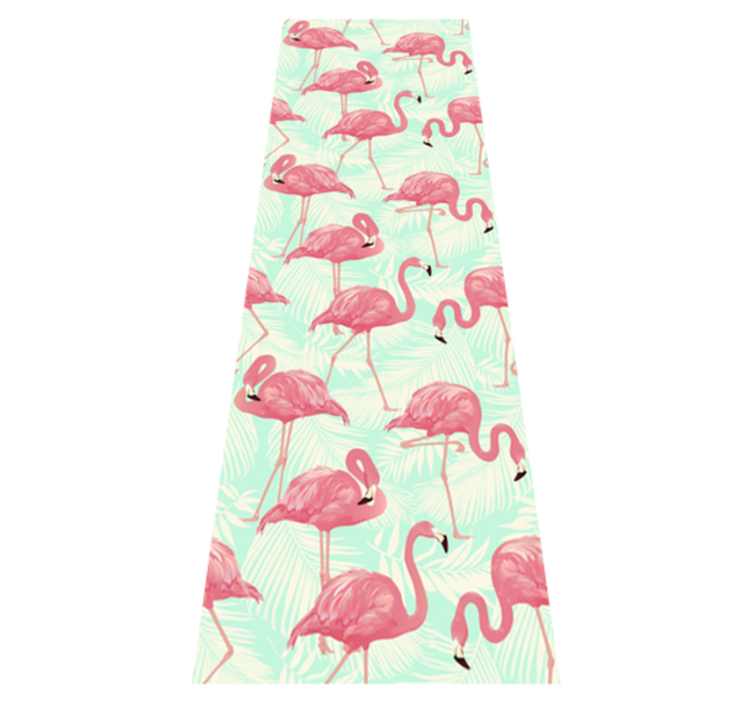 Animal vinyl rug with drawn pink flamingos - TenStickers
