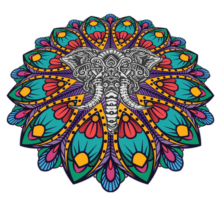 Colorful elephant mandala animal vinyl rug - TenStickers