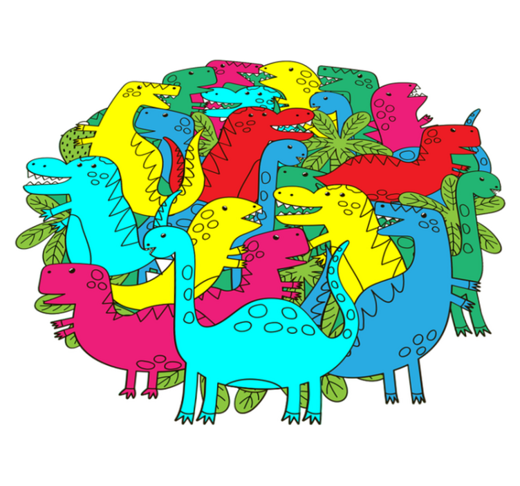 Round colorful dinosaur animal vinyl rug - TenStickers