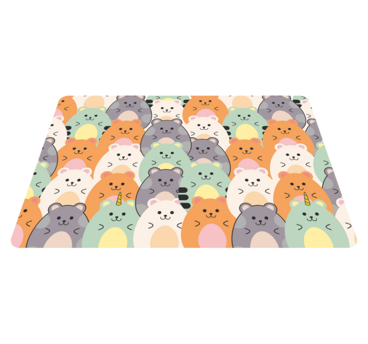 Animal vinyl rug with multicolored hamsters eating - TenStickers