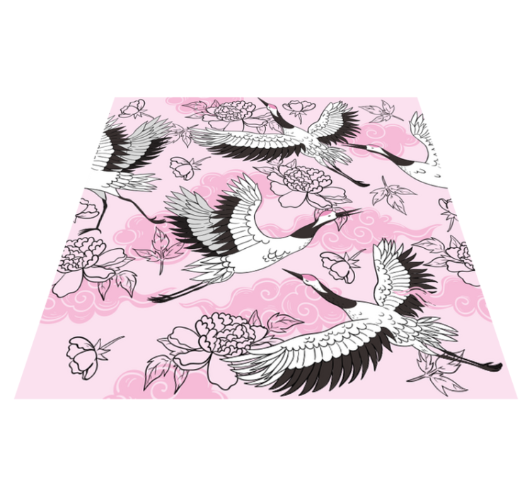 Animal vinyl rug with modern pink wild birds pattern - TenStickers