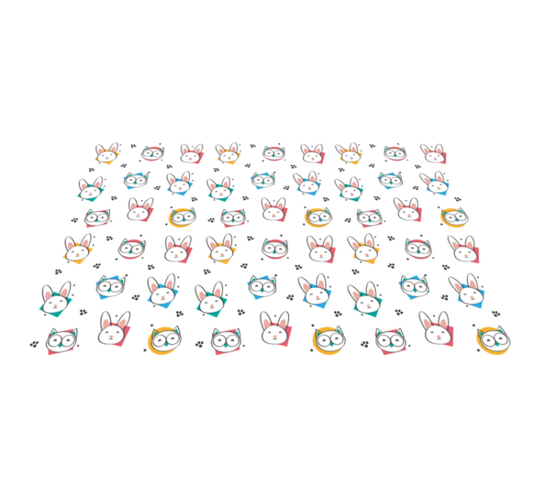 Animal vinyl rug with owl and rabbit pattern - TenStickers