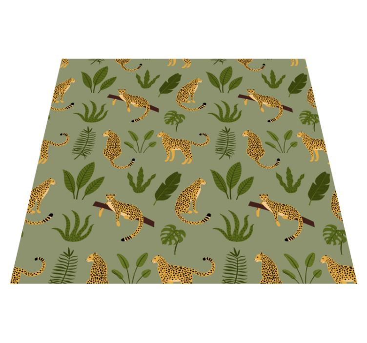 Animal vinyl rug with floral jungle leopard design - TenStickers
