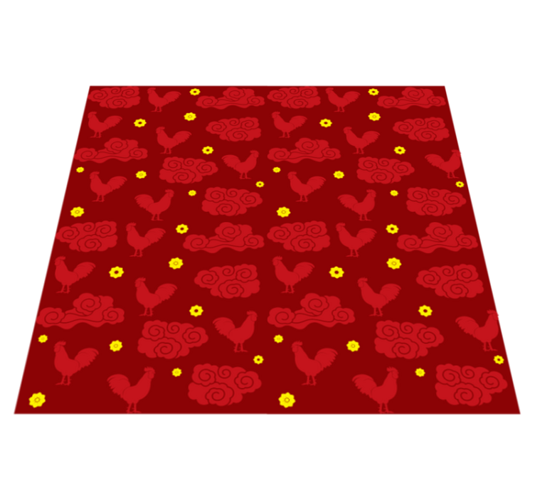 Animal vinyl rug with chinese style chickens pattern - TenStickers