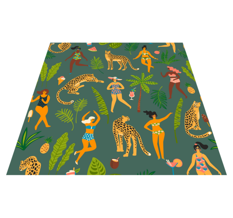 Women in leopard print animal vinyl rug - TenStickers