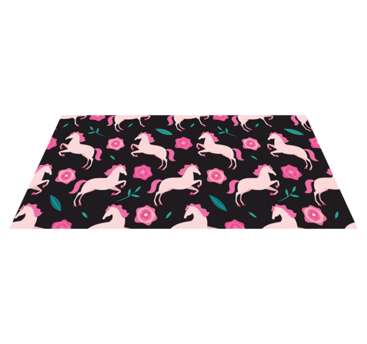 Animal vinyl rug featuring floral horse design - TenStickers