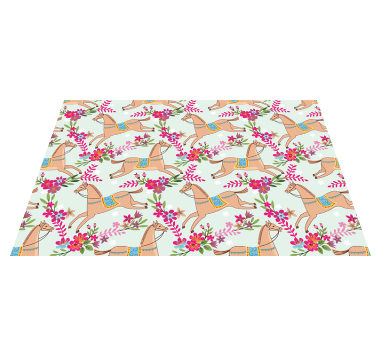 Animal vinyl rug with pink flower horse pattern - TenStickers