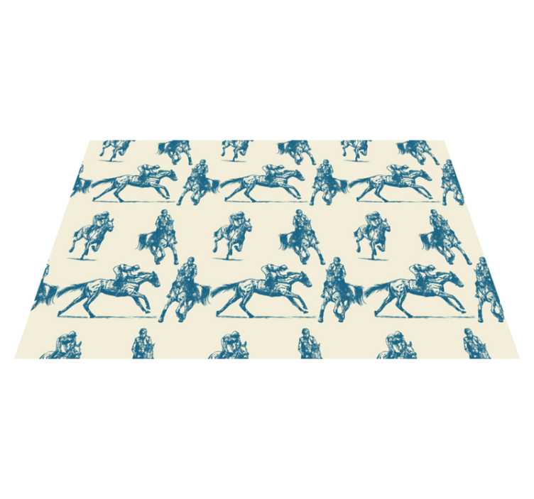 Animal vinyl rug in blue and beige horse pattern - TenStickers