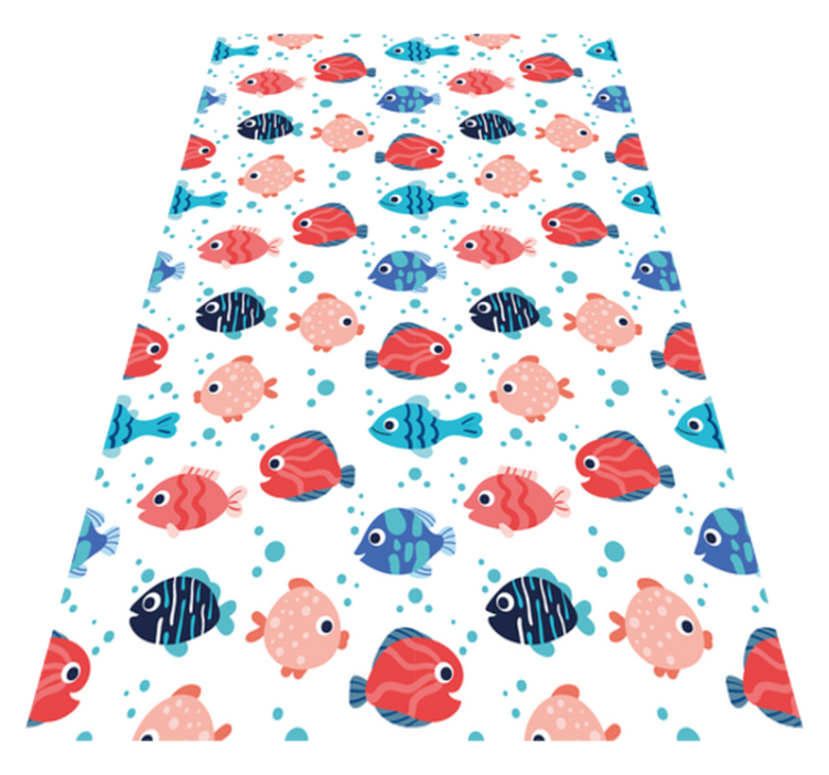 Pink and blue fishes animal vinyl rug - TenStickers