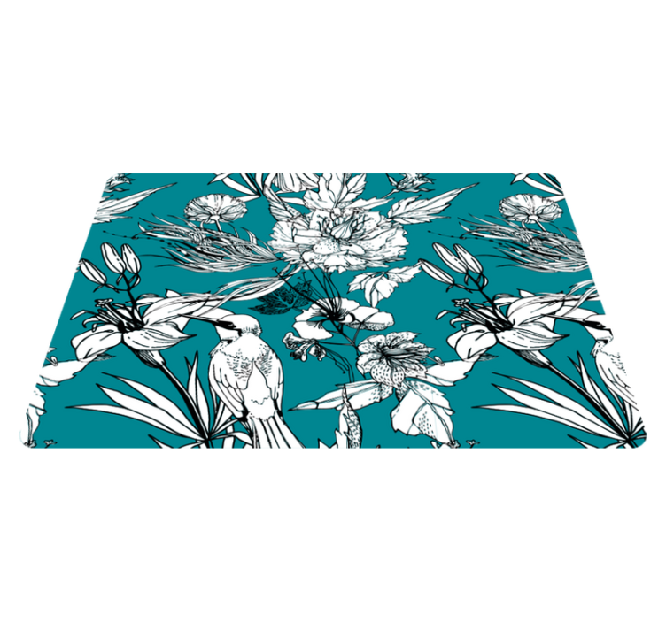 Animal vinyl rug with elegant white bird pattern - TenStickers