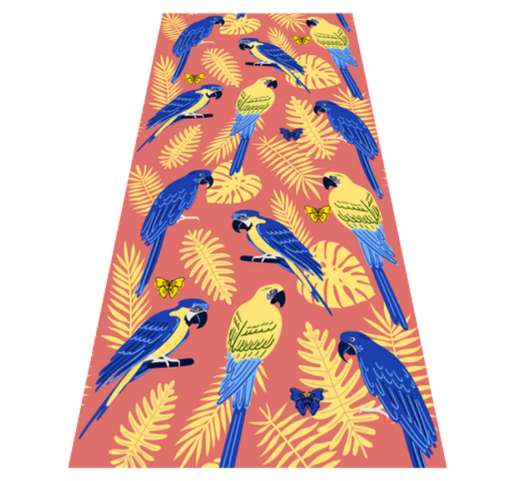 Animal vinyl rug with parrots and butterflies - TenStickers