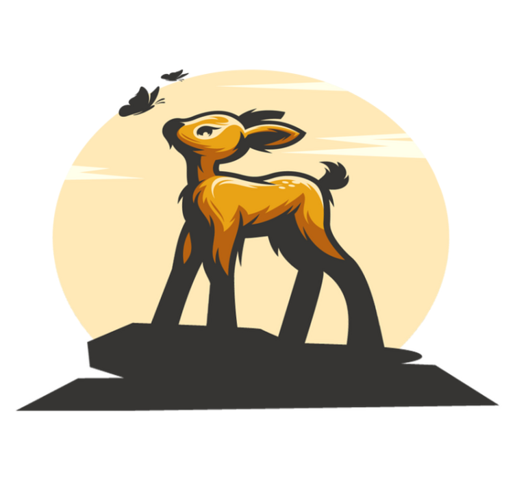 Deer and butterflies animal vinyl rug - TenStickers