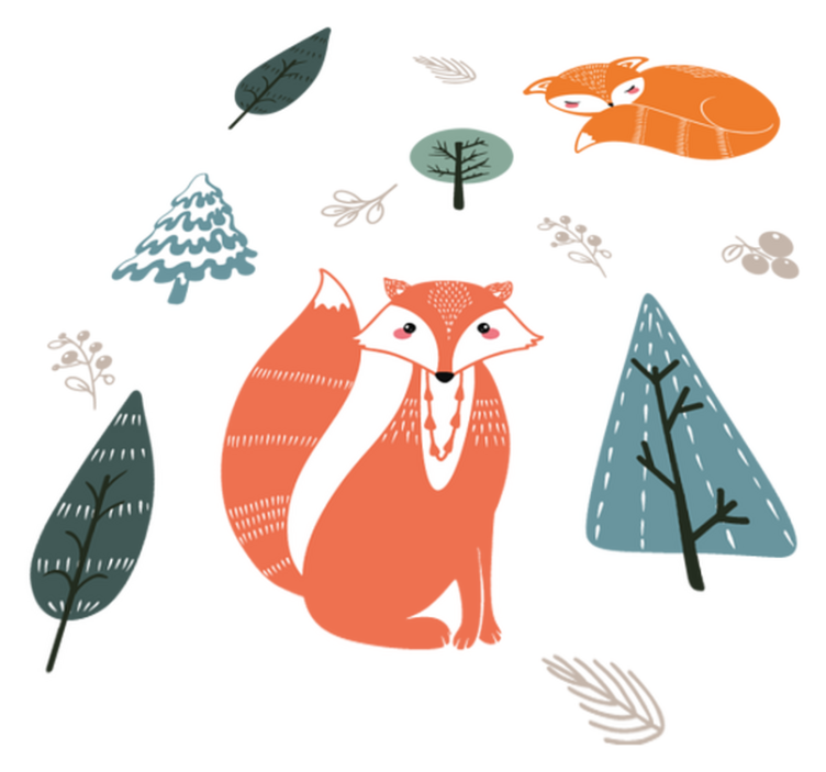 Animal vinyl rug with playful fox patterns - TenStickers