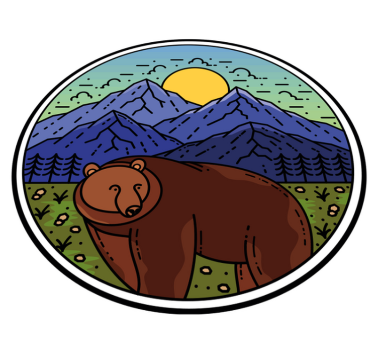 Animal vinyl rug bear in landscape - TenStickers