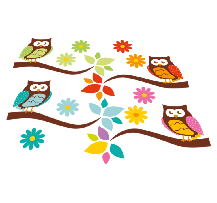 Animal vinyl rug colorful owl design - TenStickers