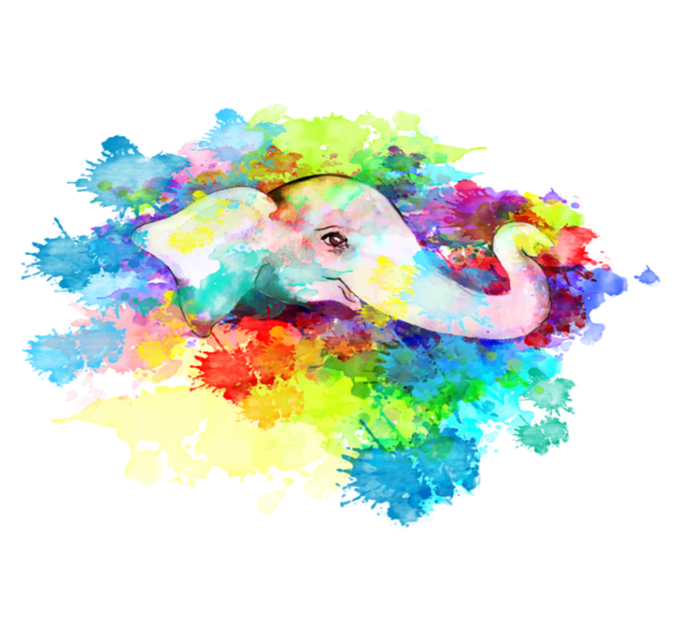 Colorful elephant splash animal vinyl rug - TenStickers